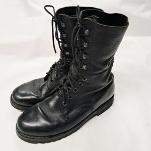 Heereseigentum Holzer Vintage Alpschuh Black Leather Military Boots 42/8  Y2k